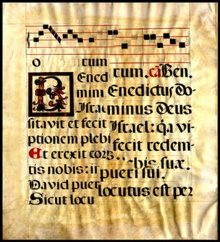 1650 Large Vellum Antiphonal Leaf Song Of Zachariah John,  The Baptist Spanish
