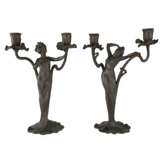 Claude Bonnefond Art Nouveau Candelabra Ladies And Flowers France 1900