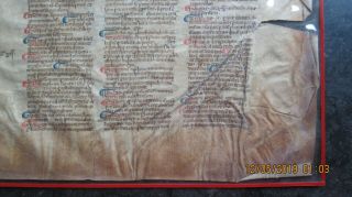 2 Incunabula Manuscript Leaf Vellum 15th Century Rubricated Not a Clue 5