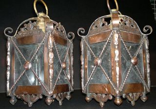 Victorian Gothic Arts and Crafts Copper Porch Entry Lanterns Lights 10