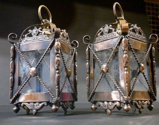 Victorian Gothic Arts and Crafts Copper Porch Entry Lanterns Lights 2