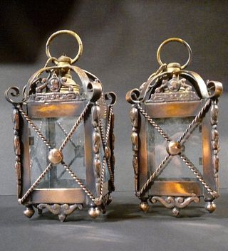 Victorian Gothic Arts and Crafts Copper Porch Entry Lanterns Lights 3