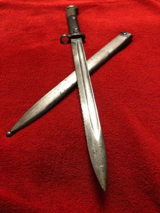 Vintage Long Knife Ww2 Dagger Mauser Czech German Bayonet & Scabbard Old