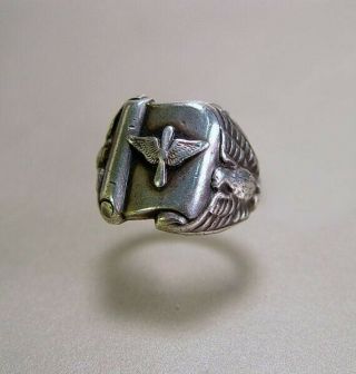 Wwii Us Army Air Corps Graduation Military Sterling Silver Ring