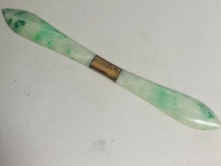 Antique Chinese Carved Apple Green Jade Hairpin Ornament