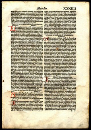 Genesis 3 Commentary Adam,  Eve & The Serpent 1497 Large Incunable Bible Leaf