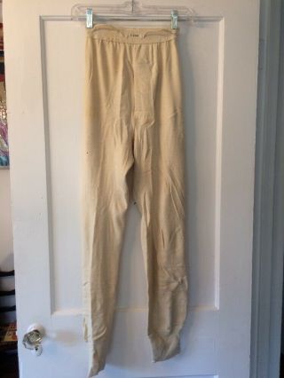Vintage Us Army Long Johns Underwear Cotton Wool M1950 S 30 Waist Euc
