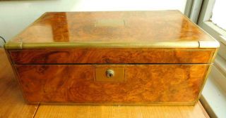 Ws3 Burr Wood Maple Victorian Writers Slope Desk Box 1880s