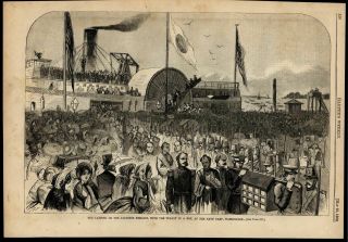 Japanese Delegation Visiting Washington D.  C.  1864 Civil War Wood Engraved Print