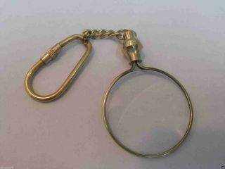 Brass Magnifying Glass Vintage Magnifier With Keychain Collectible Desktop Item
