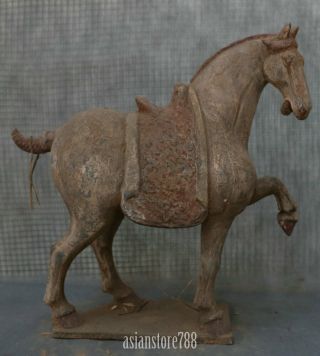 16 " Old Chinese China Wucai Porcelain Dynasty Tang War Horse Success Sculpture