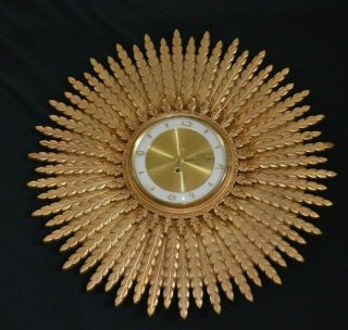 Vintage Mid Century Turner 8 Day 25 " Starburst Wall Clock