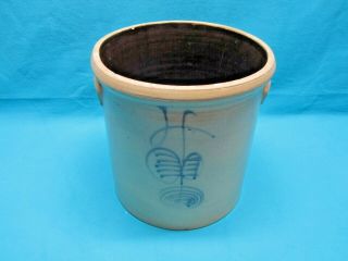 ANTIQUE 1890 ' S RED WING POTTERY SALT GLAZE RIB CAGE 4 GALLON CROCK W/ HANDLES 2