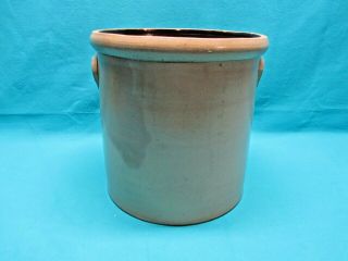 ANTIQUE 1890 ' S RED WING POTTERY SALT GLAZE RIB CAGE 4 GALLON CROCK W/ HANDLES 3