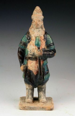 Sc A Nearly Ming Dynasty Pottery Figure Of An Armed Soldier