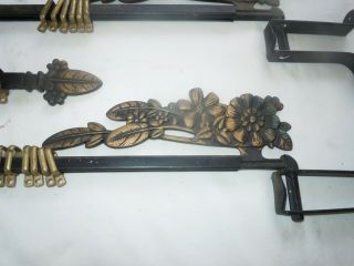 Vtg 4 PAIR=8 Cast Iron Art Deco Swing - Arm Curtain Rods 16 - 20 