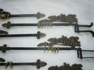 Vtg 4 PAIR=8 Cast Iron Art Deco Swing - Arm Curtain Rods 16 - 20 