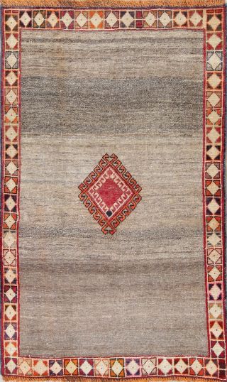 One - Of - A - Kind 3x5 Gabbeh Qashqai Persian Rug Laurel Green Vintage Tribal Wool