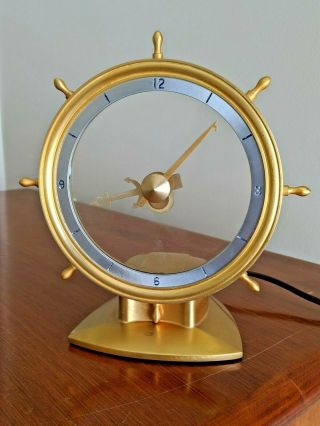 Rare Ship Wheel Jefferson Golden Hour Mystery Clock For Repair.