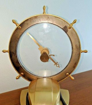 Rare Ship wheel Jefferson Golden Hour Mystery Clock for repair. 3