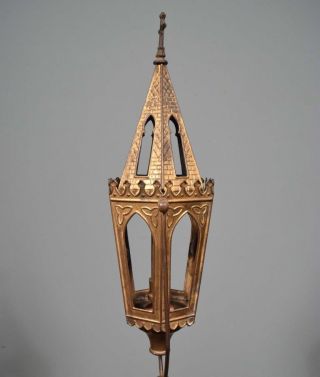 French Antique Neo Gothic Gilt Bronze and Iron Church Floor Lamp 5