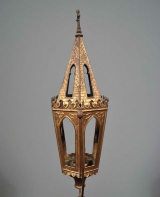 French Antique Neo Gothic Gilt Bronze and Iron Church Floor Lamp 7
