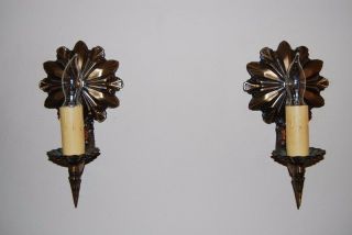 Art Deco Bronze Candle Sconces from the 1930 ' s 2