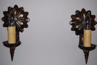 Art Deco Bronze Candle Sconces from the 1930 ' s 3
