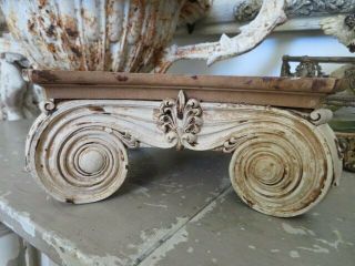 Fabulous Old Architectural Capital Pediment Wood Ornate Chippy Creamy White