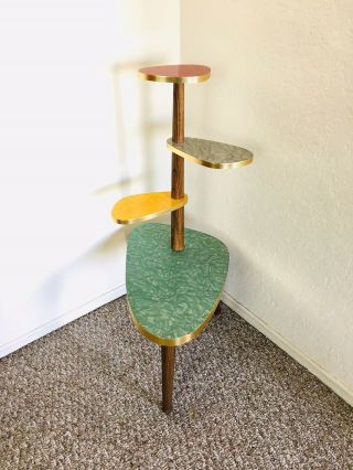Mid Century Side Table Space Age Plant Stand Formica Planter End Table Vintage 10