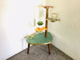 Mid Century Side Table Space Age Plant Stand Formica Planter End Table Vintage 5