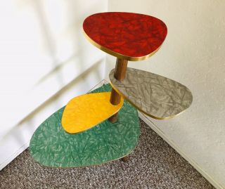 Mid Century Side Table Space Age Plant Stand Formica Planter End Table Vintage 6