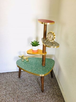 Mid Century Side Table Space Age Plant Stand Formica Planter End Table Vintage 8