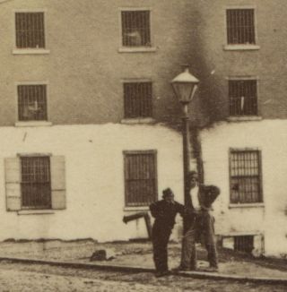 Rare Civil War CDV of Richmond ' s Libby Prison - Prisoners Visible in Windows 3