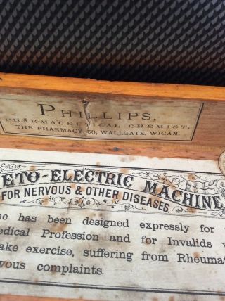 Antique Magneto Electric Shock Machine Wooden Outer Case/box 9