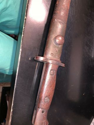 Rare WW1 Chapman 1907 Enfield Bayonet with Scabbard See Markings 4