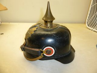 Ww I Leather Brass Screw Spike Pickelhaube Armor Fr Leathers Helmet