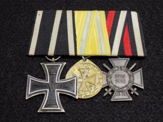 Wwi German Medal Bar - Iron Cross - Hindenburg - Honor Medal