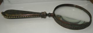 rare 1900 Tiffany Studios Pine Needle magnifying glass Bronze & Favrile 5