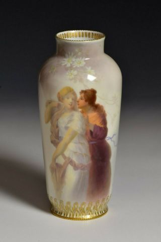 19th Century Artist Signed Royal Vienna Porcelain Vase With Women