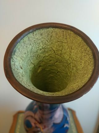 Antique Asian Large Cloisonne Enamel bronze bulbous Dragon Vase 11