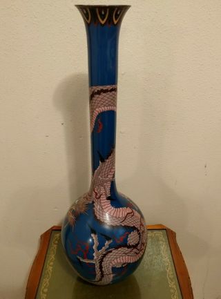 Antique Asian Large Cloisonne Enamel bronze bulbous Dragon Vase 6