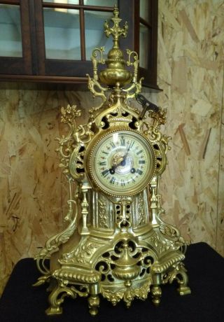 Antique French Bronze Mantel Clock In Louis Xvi Style - Period 1900