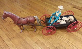 Marx Jane West Doll,  Accessories,  Complete Wagon And Horse.