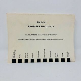 Vintage 1987 Us Army Fm 5 - 34 Engineer Field Data Booklet Us Army