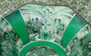 FANTASTIC Antique NORITAKE Bowl ART DECO Geometric GREEN & SILVER 4