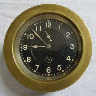 Chelsea Clock Co Ship/submarine Clock Brass Sn 57235 Old Vtg Antique