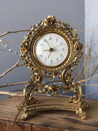 Matson Clock K800 Gilded Gold Electric Plug In Vintage Christmas Mantle