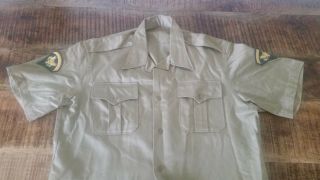 Men ' s Vintage 1950s US MILITARY ARMY Khaki Cotton Twill Uniform Shirt Sz - 16 - 16.  5 2