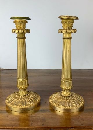 French 19th Century Gilt Bronze Fabulous & Very Fine Pair Candlesticks
